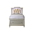 ACME Kaitlyn Twin Bed w/LED in Synthetic Leather & Champagne