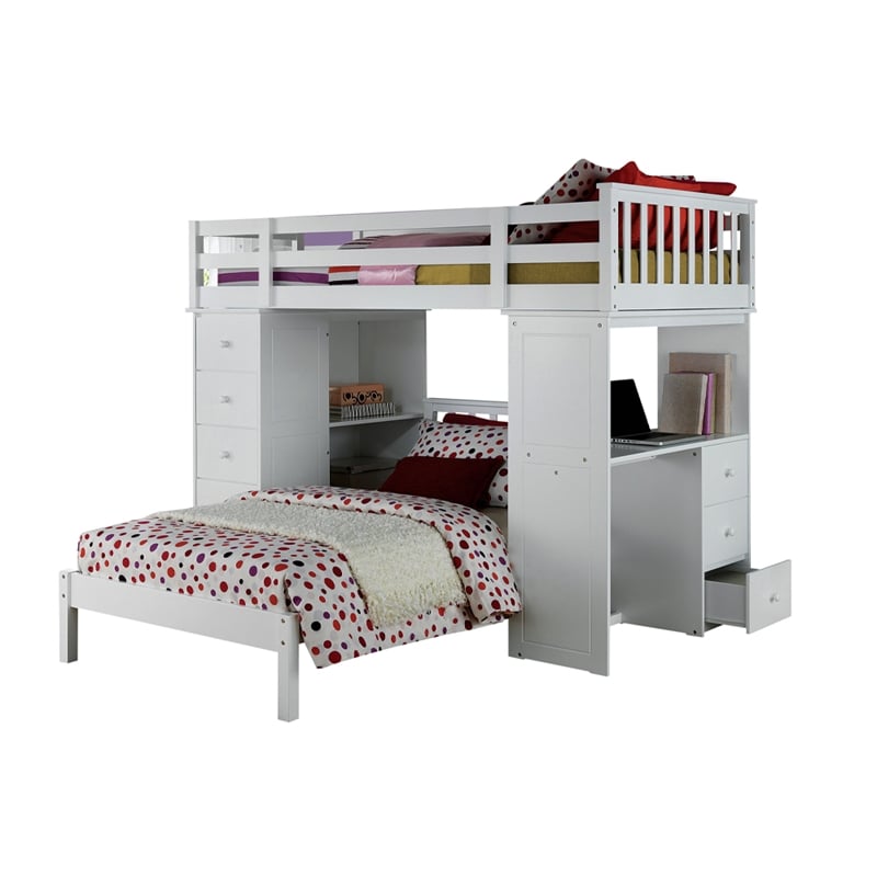 ACME Freya Twin Loft Bed w/Storage in White