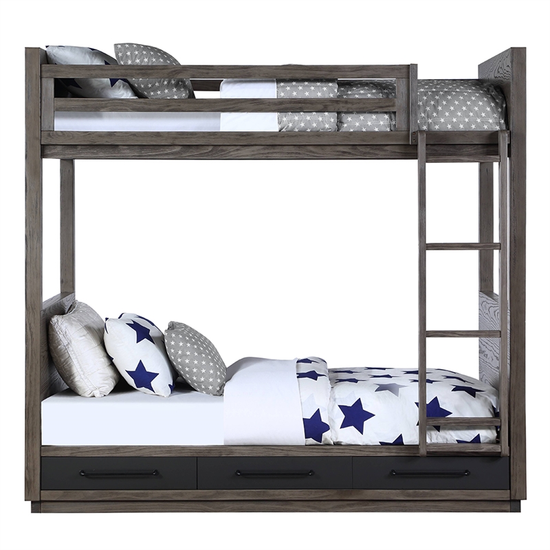 ACME Estevon Bunk Bed (T/T) w/Storage in Gray Oak