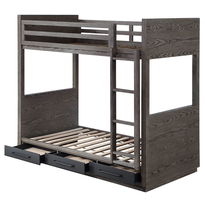 ACME Estevon Bunk Bed (T/T) w/Storage in Gray Oak