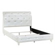 ACME Dorothy Twin Bed (Padded Sleigh) in Pearl White Synthetic Leather & Ivory