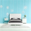 ACME Dorothy Twin Bed (Padded Sleigh) in Pearl White Synthetic Leather & Ivory