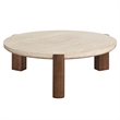 ACME Leonardo Coffee Table in Travertine Top & Dark Oak