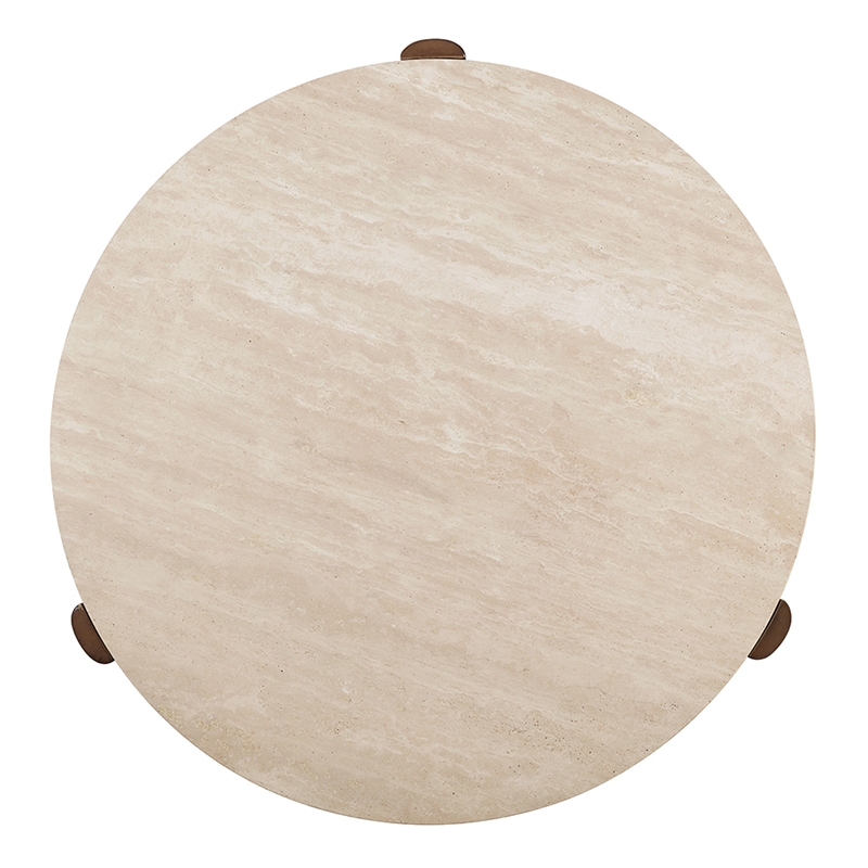 ACME Leonardo Coffee Table in Travertine Top & Dark Oak