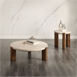 ACME Leonardo Coffee Table in Travertine Top & Dark Oak
