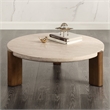 ACME Leonardo Coffee Table in Travertine Top & Dark Oak