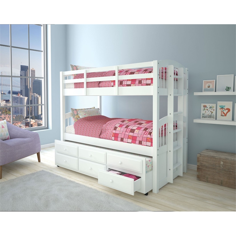 ACME Micah Bunk Bed (T/T) w/Trundle & Storage in White