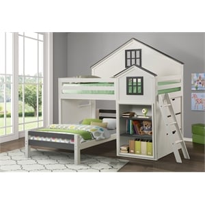 ACME Ratana Twin Bed in White & Gray