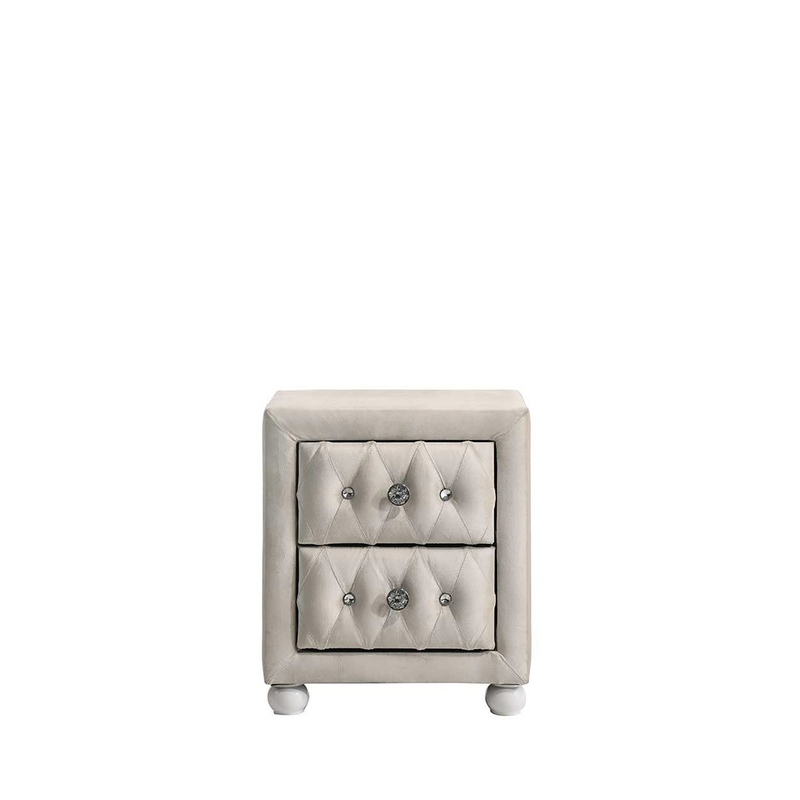 ACME Reggie Nightstand in Beige Fabric