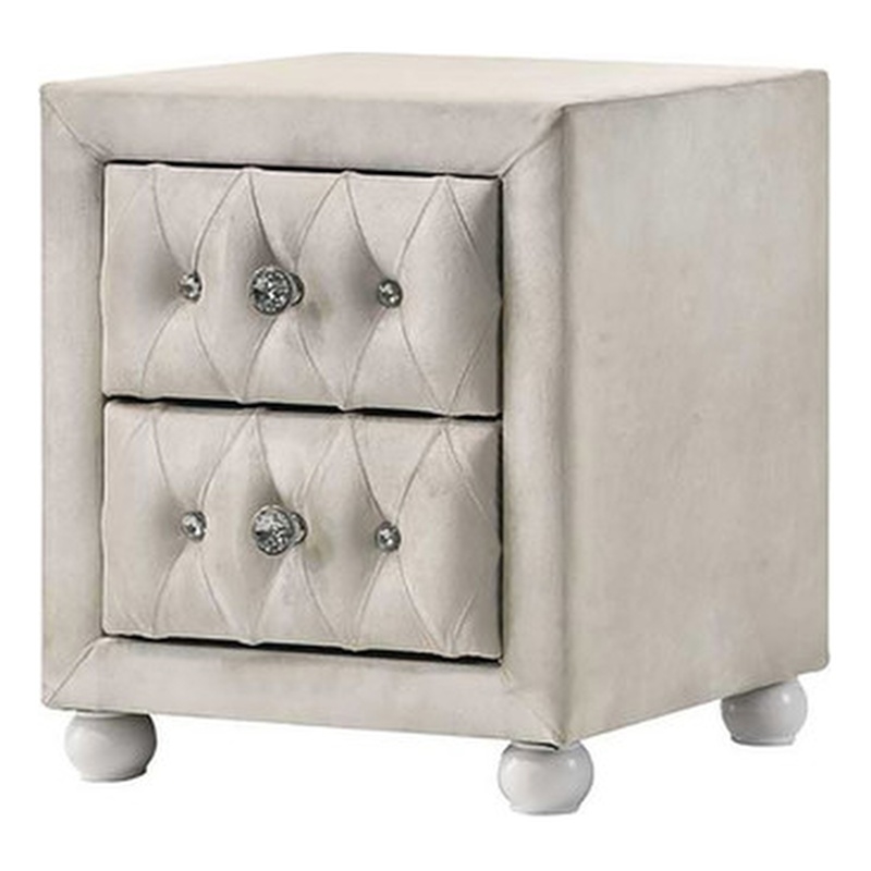 ACME Reggie Nightstand in Beige Fabric