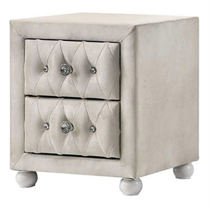 ACME Reggie Nightstand in Beige Fabric