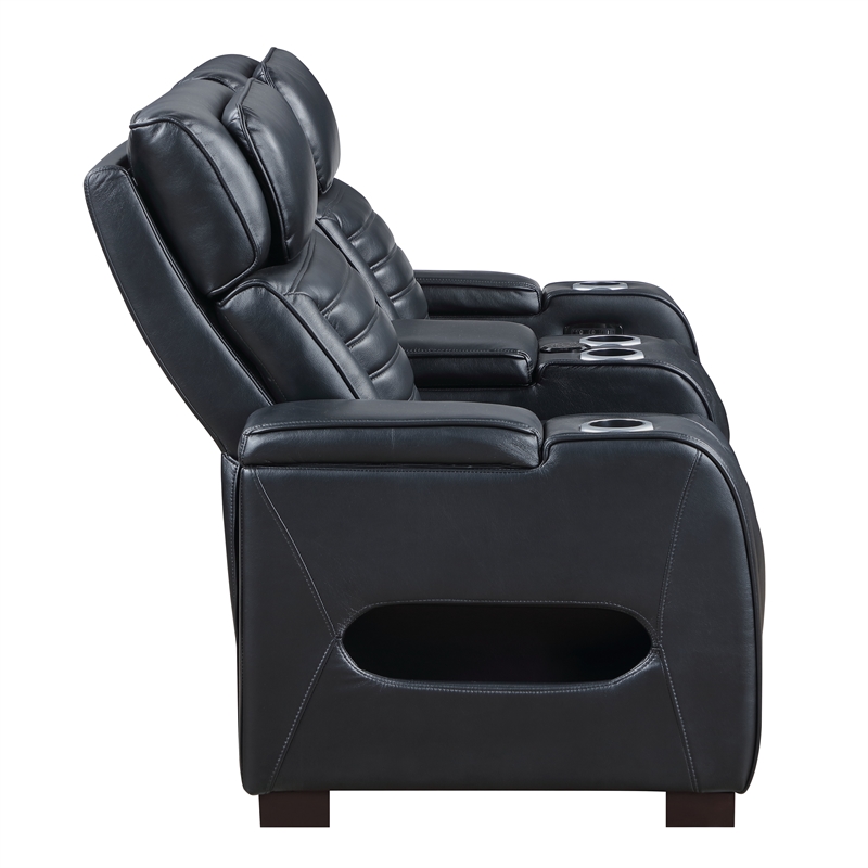 ACME Ephron Power Motion Loveseat in Black Leather Air