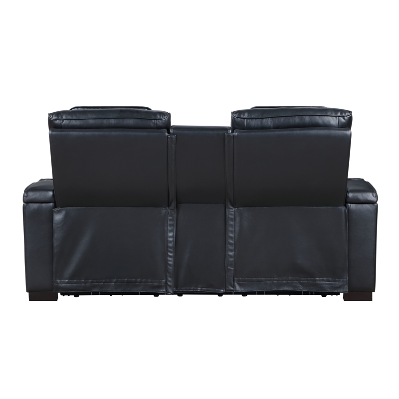 ACME Ephron Power Motion Loveseat in Black Leather Air