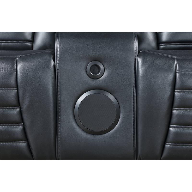 ACME Ephron Power Motion Loveseat in Black Leather Air