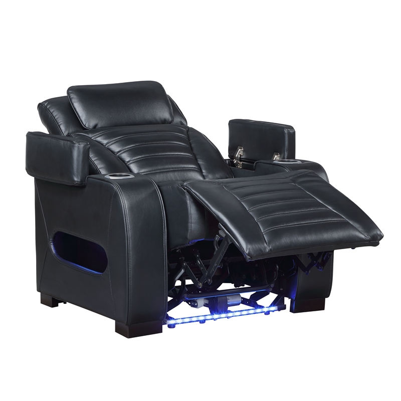 ACME Ephron Power Motion Recliner in Black Leather Air