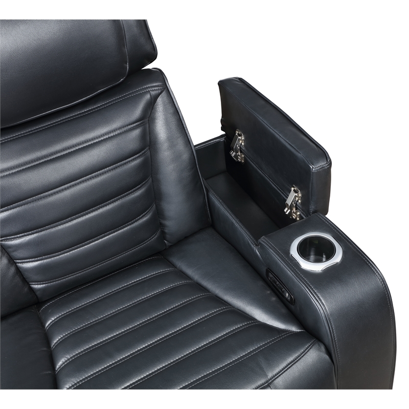 ACME Ephron Power Motion Recliner in Black Leather Air
