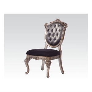 ACME Chantelle Side Chair (Set-2) in Silver Gray SilkLike Fabric & Platinum