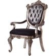 ACME Chantelle Arm Chair (Set-2) in Silver Gray Silk Fabric & Antique Platinum