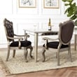 ACME Chantelle Arm Chair (Set-2) in Silver Gray Silk Fabric & Antique Platinum