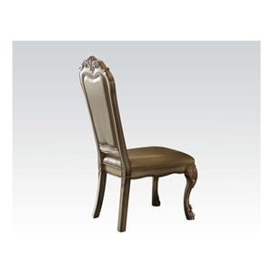 ACME Dresden Side Chair (Set-2) in Bone Synthetic Leather/Fabric & Gold Patina