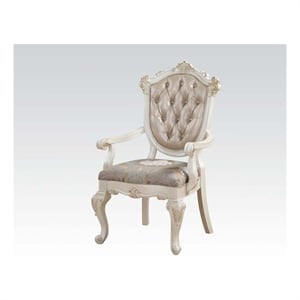 ACME Chantelle Arm Chair (Set-2) in Rose Gold Synthetic Leather & Pearl White