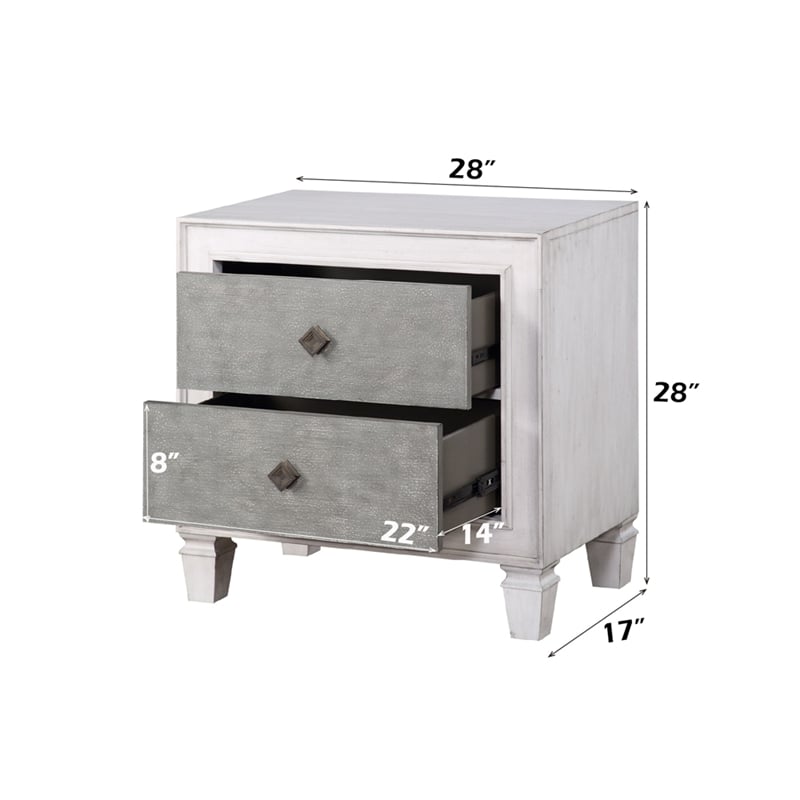 ACME Katia Nightstand in Rustic Gray & Weathered White