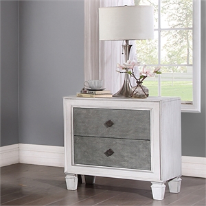 ACME Katia Nightstand in Rustic Gray & Weathered White