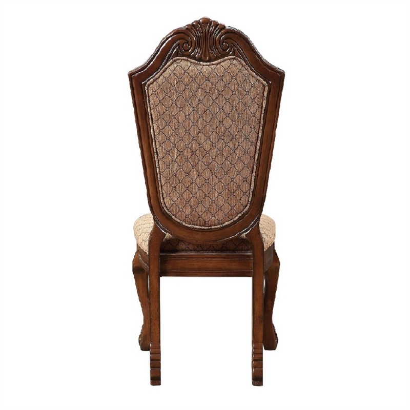 ACME Chateau De Ville Side Chair (Set-2) in Fabric & Cherry