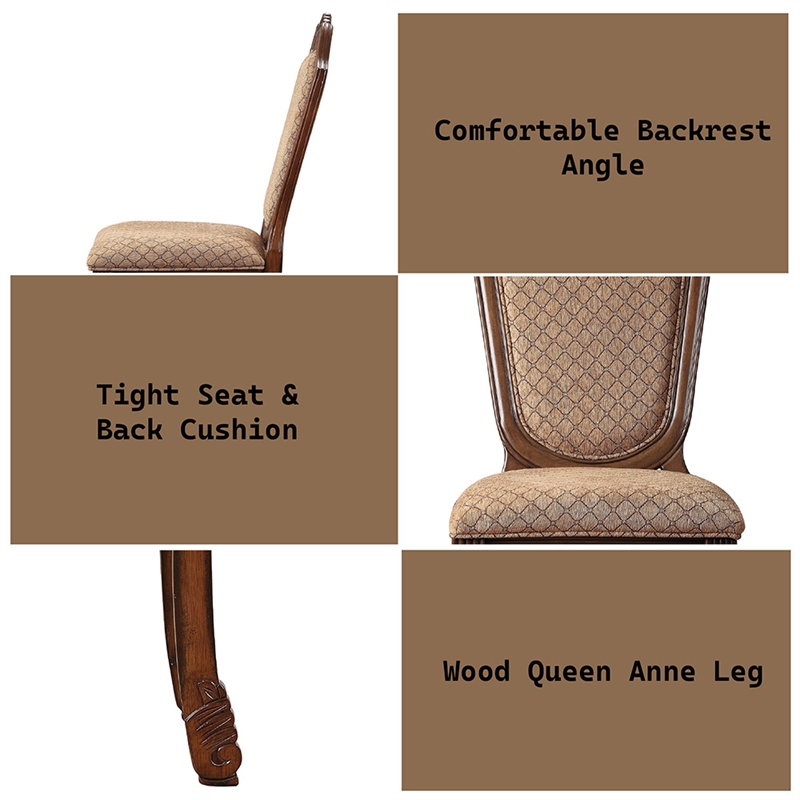ACME Chateau De Ville Side Chair (Set-2) in Fabric & Cherry