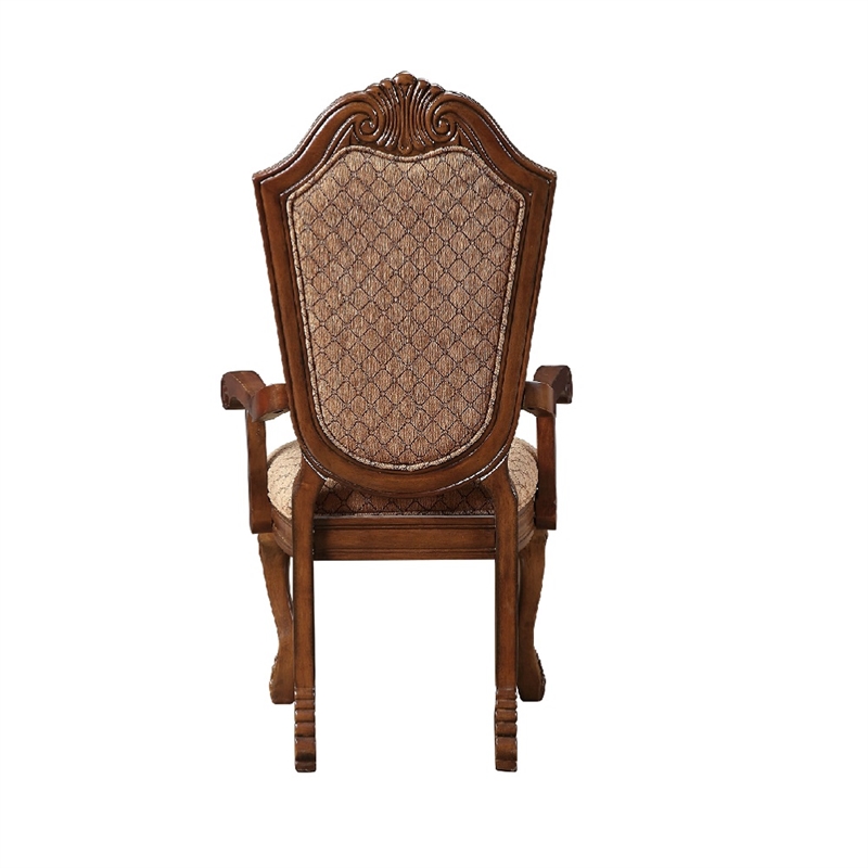 ACME Chateau De Ville Arm Chair (Set-2) in Fabric & Cherry