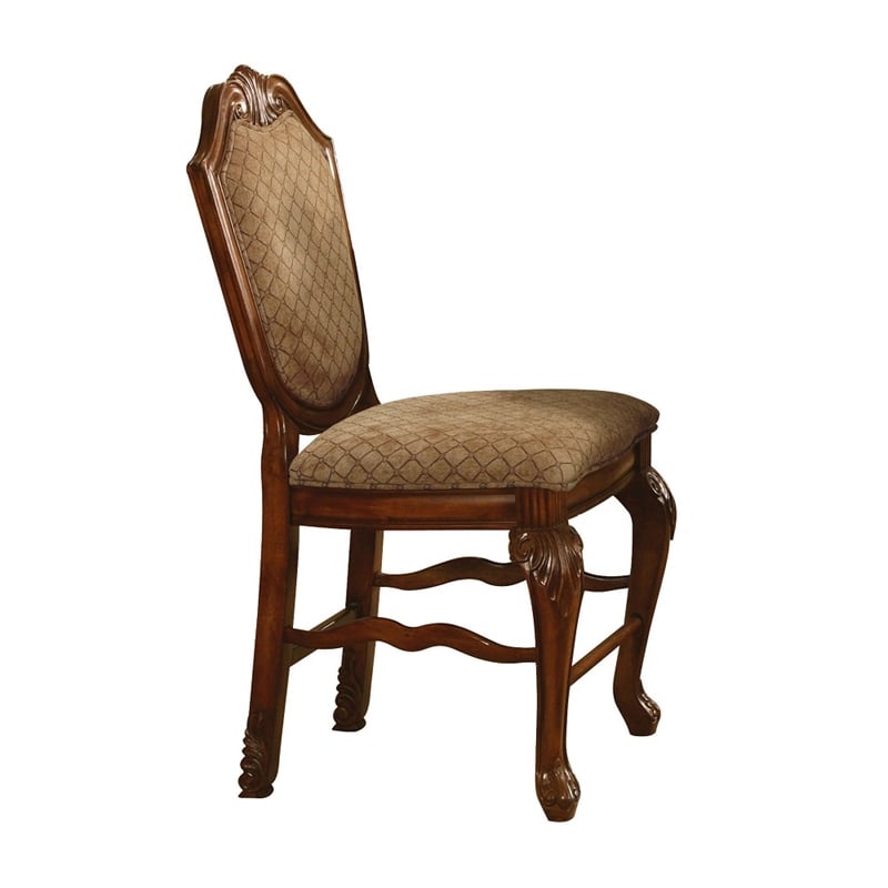 ACME Chateau De Ville Counter Height Chair (Set-2) in Fabric & Cherry