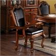 ACME Chateau De Ville Arm Chair (Set-2) in Black Synthetic Leather & Cherry