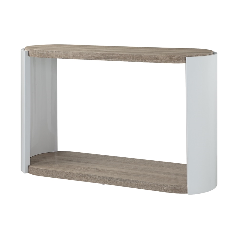 ACME Zoma Sofa Table in White High Gloss & Oak
