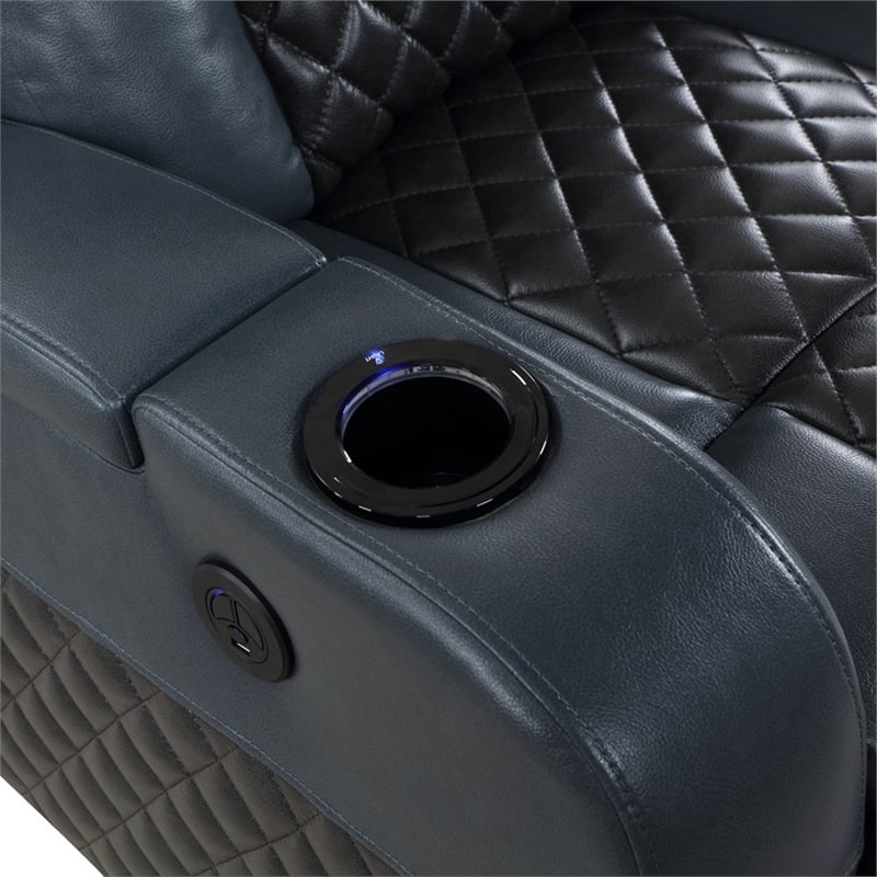 ACME Alair Power Motion Recliner w/Bluetooth Speaker & Cup Holder in Blue/Black
