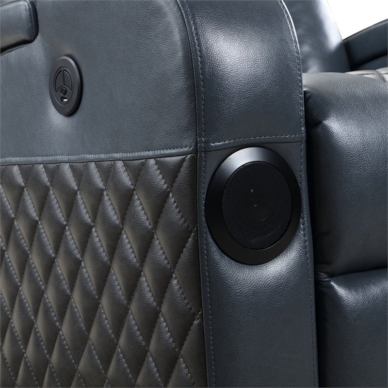 ACME Alair Power Motion Recliner w/Bluetooth Speaker & Cup Holder in Blue/Black