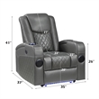ACME Alair Power Motion Recliner w/Bluetooth Speaker & Cup Holder in Dark Gray