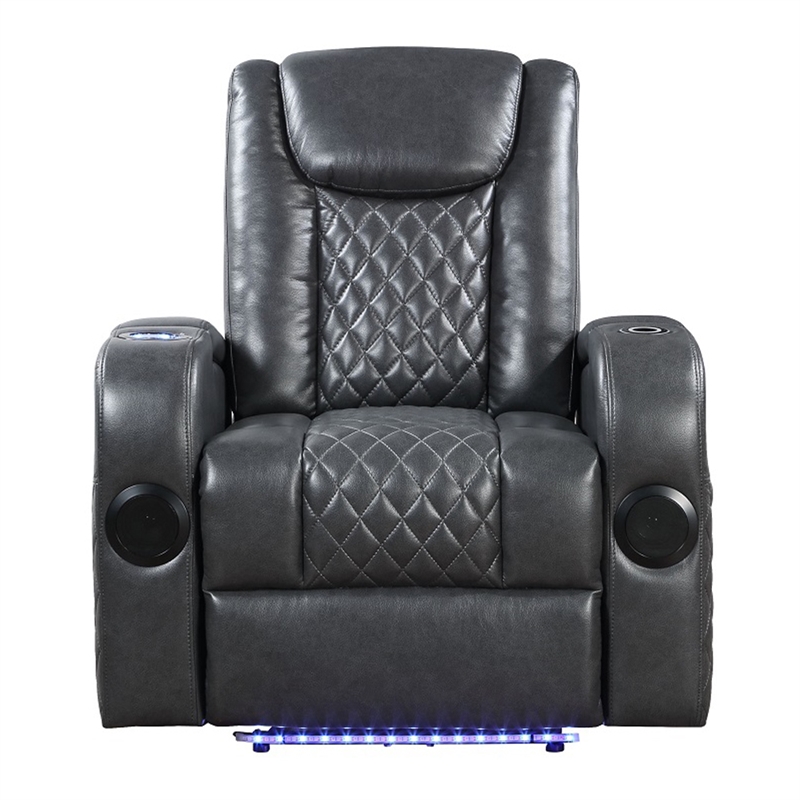 ACME Alair Power Motion Recliner w/Bluetooth Speaker & Cup Holder in Dark Gray