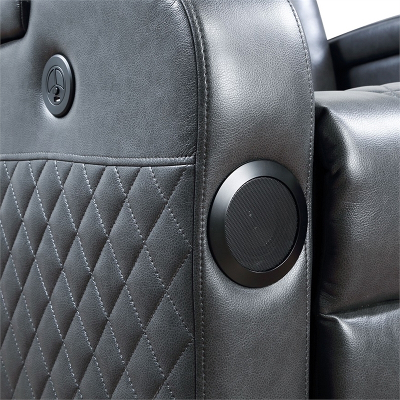 ACME Alair Power Motion Recliner w/Bluetooth Speaker & Cup Holder in Dark Gray