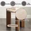 ACME Leonardo End Table in Travertine Top & Dark Oak
