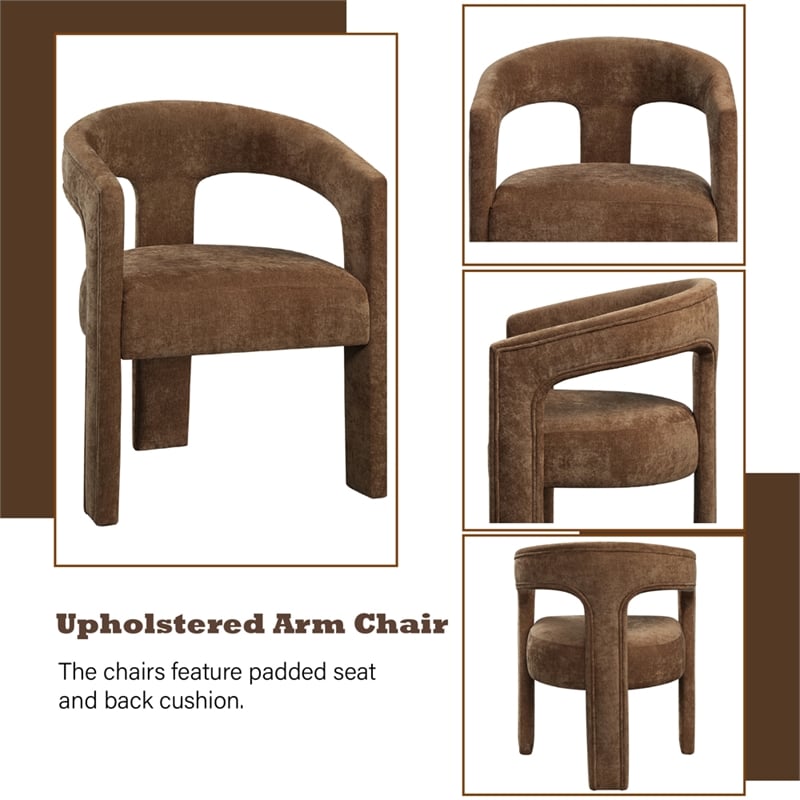 ACME Leonardo Arm Chair (Set-2) in Brown Linen
