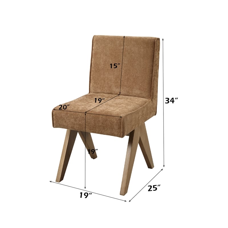 ACME Zoey Side Chair (Set-2) in Chocolate Chenille & Oak