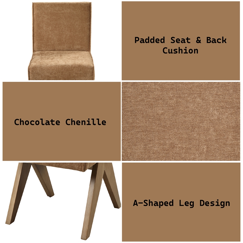 ACME Zoey Side Chair (Set-2) in Chocolate Chenille & Oak