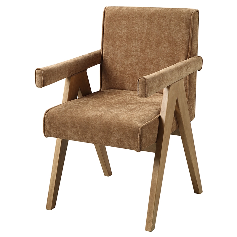 ACME Zoey Arm Chair (Set-2) in Chocolate Chenille & Oak