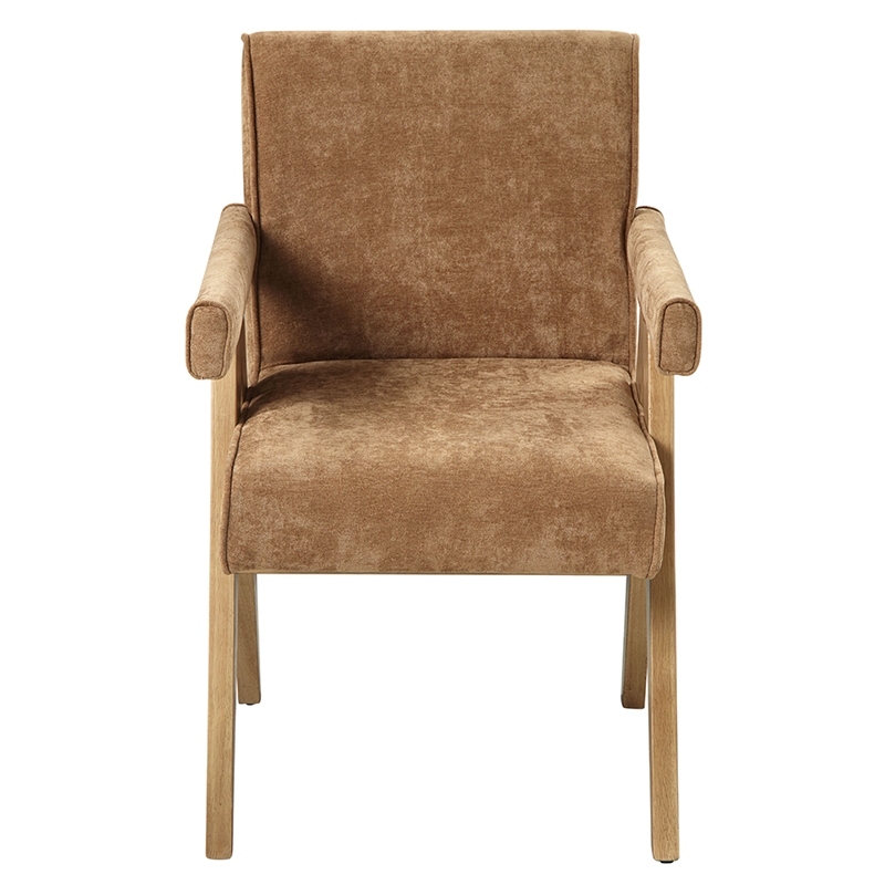 ACME Zoey Arm Chair (Set-2) in Chocolate Chenille & Oak