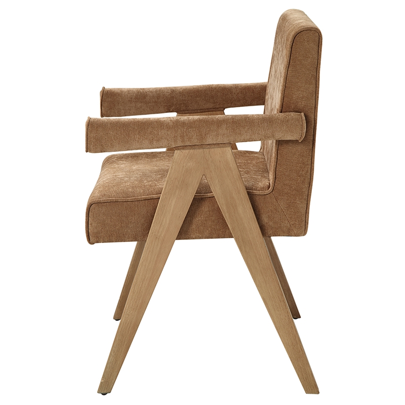ACME Zoey Arm Chair (Set-2) in Chocolate Chenille & Oak