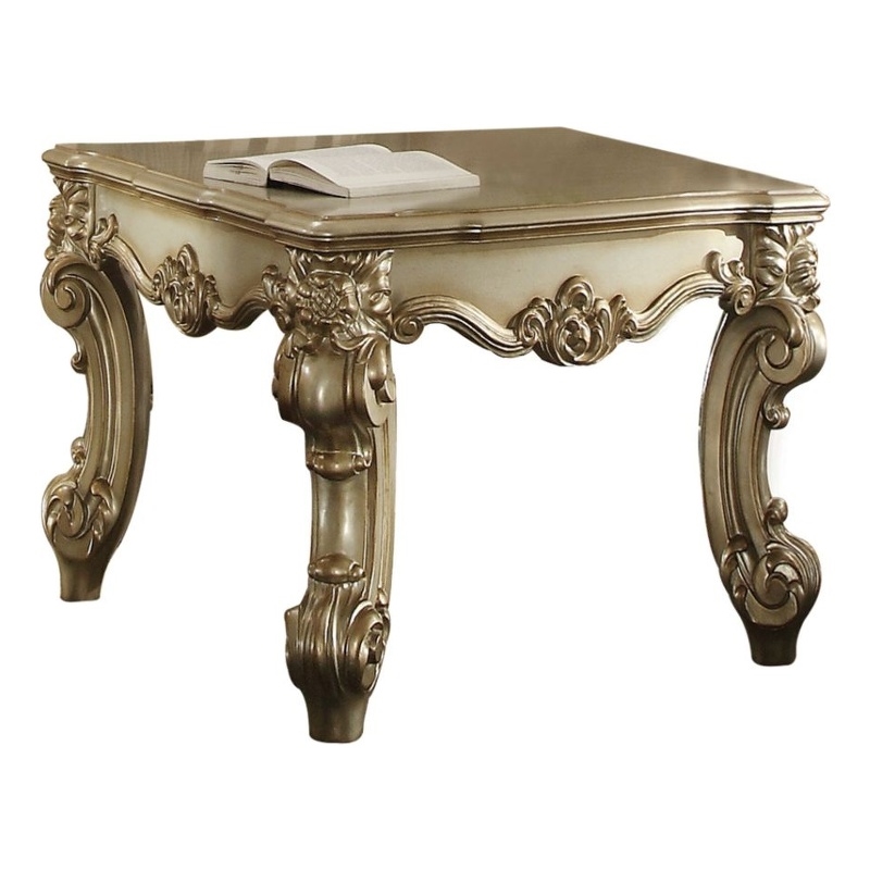 ACME Vendome II End Table in Gold Patina & Bone