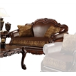ACME Dresden Loveseat w/2 Pillows in Brown Synthetic Leather & in Cherry Oak
