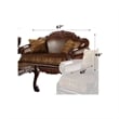 ACME Dresden Loveseat w/2 Pillows in Brown Synthetic Leather & in Cherry Oak