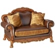 ACME Dresden Loveseat w/2 Pillows in Brown Synthetic Leather & in Cherry Oak