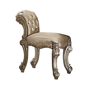 ACME Vendome Vanity Stool in Fabric in Gold Patina & Bone